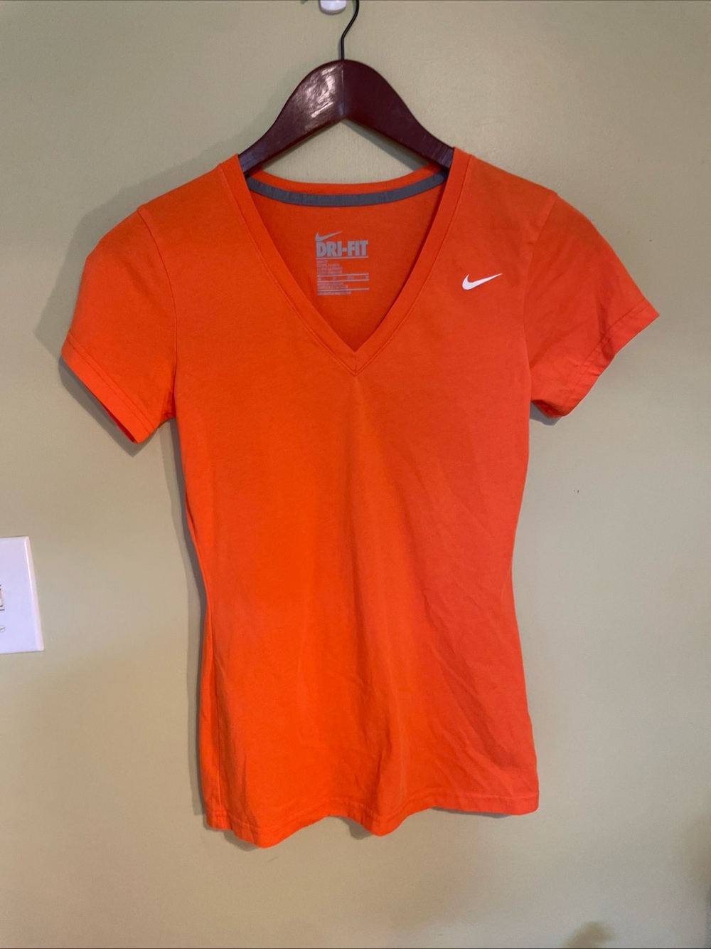 Nike Women's V-Neck Short Sleeve Tee in Bright Orange